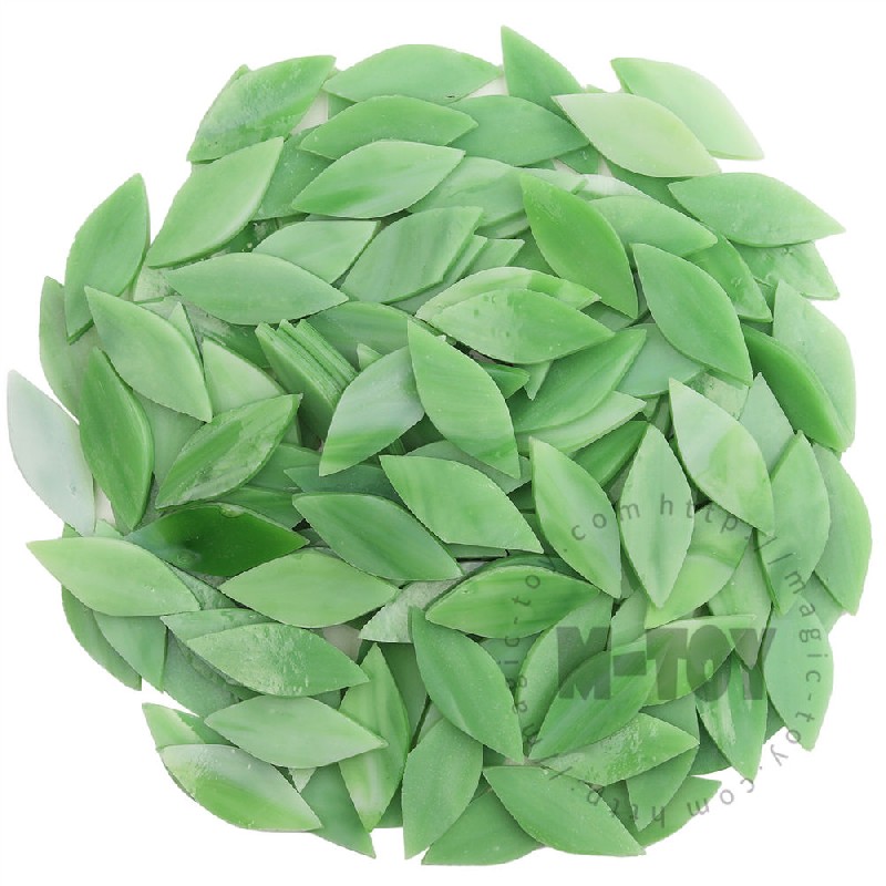 Light Green Leaf Shape Opaque Stained Glass Mosaic 1538OYG607