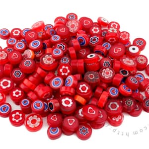 Red Color Mixed Round Millefiori 713-DW9004
