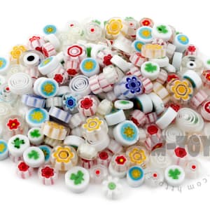 White Color Mixed Round Millefiori 713-DW1000