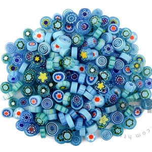 Lake Blue Color Mixed Round Millefiori 713-DW7000