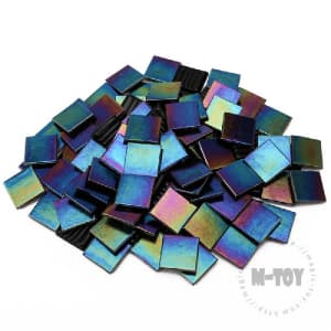 Iridescent Black Square Hot-melting Glass Mosaic PSI801