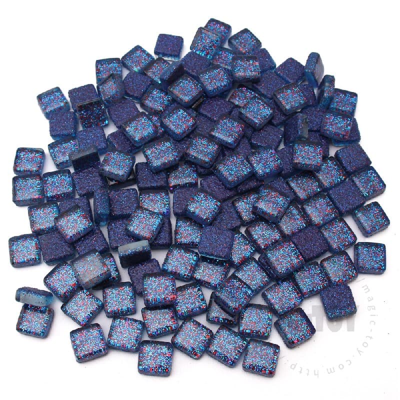 Christmas Blue Square Glitter Glass Mosaic 10-SPA709