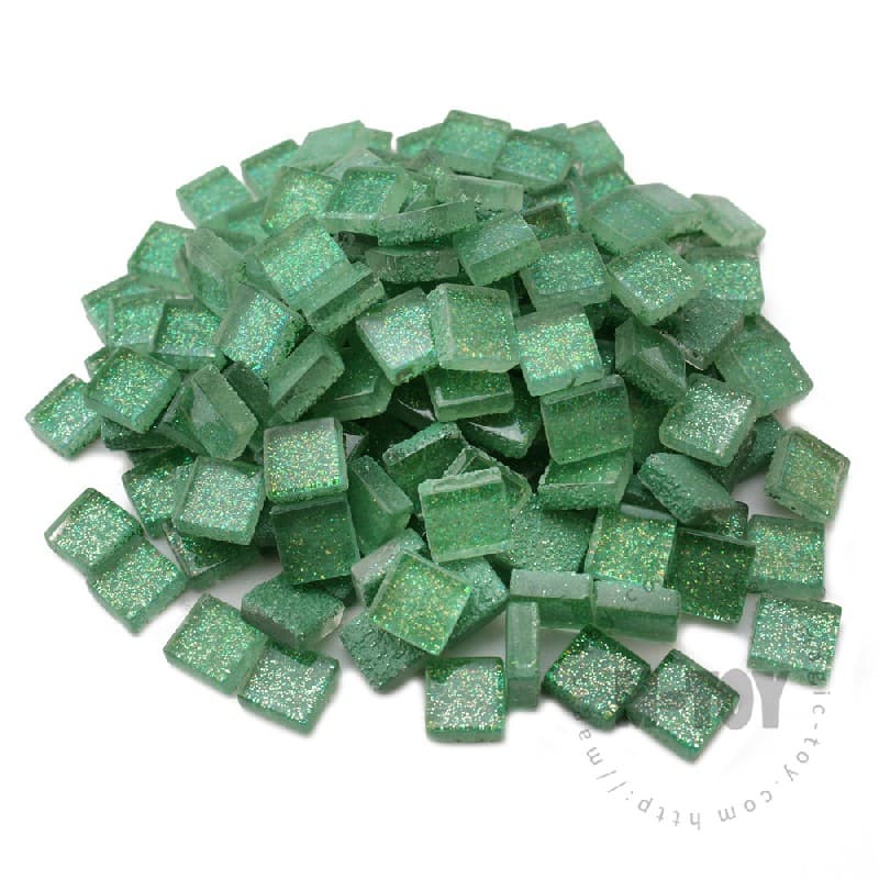 Christmas Green Square Glitter Glass Mosaic 10-SPA603