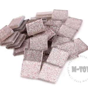 Christmas Silver Red Square Glitter Glass Mosaic 20-SPA101