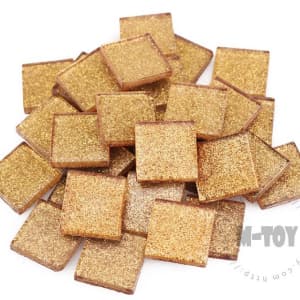 Gold Square Glitter Glass Mosaic 20-SPA301
