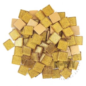 Yellow Gold Square Glitter Glass Mosaic 20-SPA905