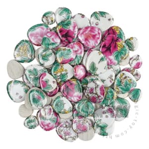Red Green Floral Pebble Shape Ceramic Mosaic CDQ401