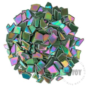 Iridescent Dark Green Irregular Shape Glass Mosaic IR-SSL44