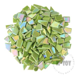 Iridescent Irregular Medium Green Shape Glass Mosaic IR-SSL47