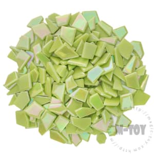Iridescent Yellow-Green Irregular Shape Glass Mosaic IR-SSL48