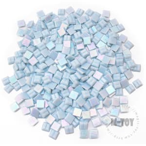 Iridescent Light Blue Square Hot-melting Glass Mosaic 10PSI703