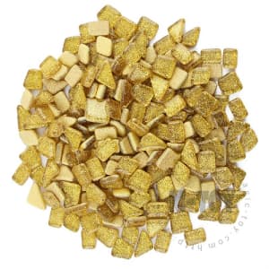 Yellow Gold Irregular Shape Glitter Glass Mosaic IR-SPA905
