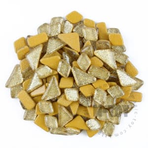 Yellow Gold Irregular Shape Glitter Glass Mosaic IR-SPA908