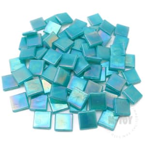 Iridescent Turquoise Square Ice Jade Hot-melting Glass Mosaic WSI625