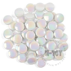 White Iridescent Round Glass Mosaic 20SRL100