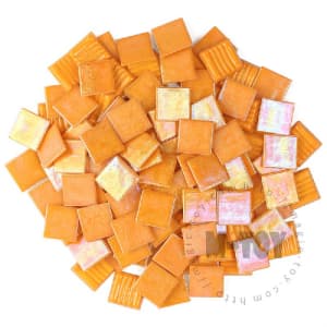 Iridescent Orange Square Hot-melting Glass Mosaic PSI902