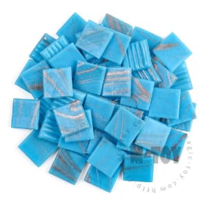 Blue Square Golden Line Hot-melting Glass Mosaic GSG706