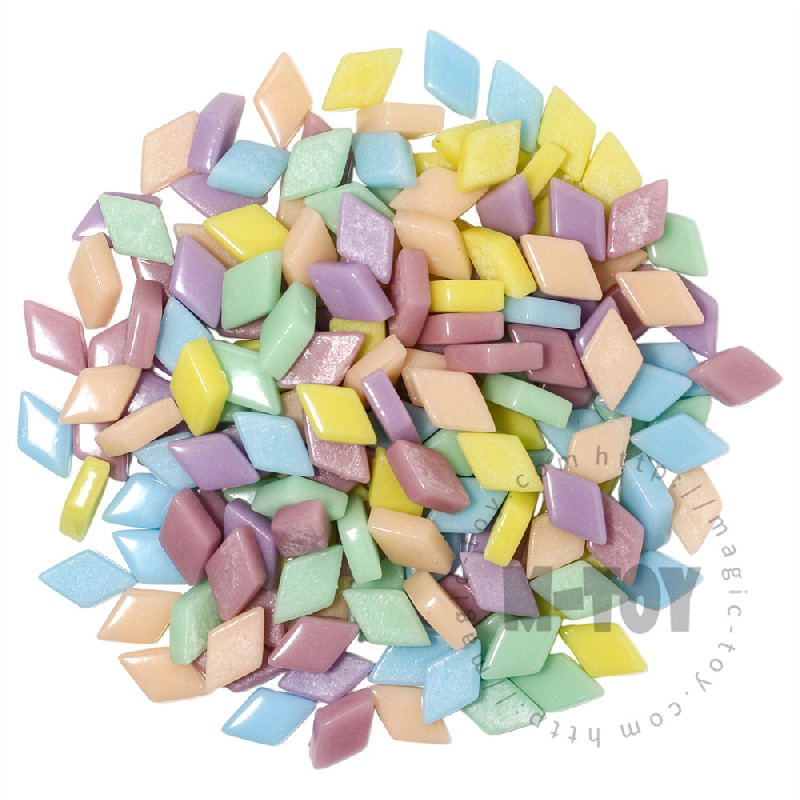 Easter Pastel Assortment Glossy 12mm Diamond Glass Mosaic