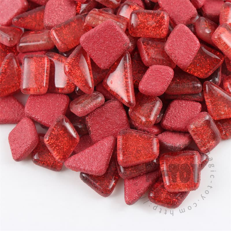 Red Irregular Shape Glitter Glass Mosaic IR-SPA902