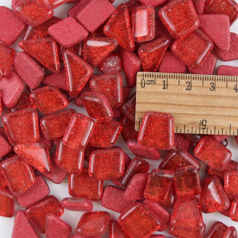 Red Irregular Shape Glitter Glass Mosaic IR-SPA902
