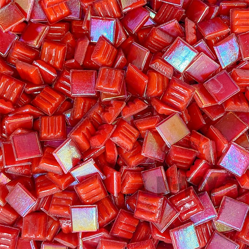 Red Square Iridized Hot-melting Glass Mosaic 10PSI904