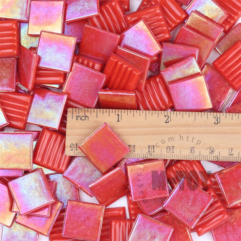 Iridescent Red Square Hot-melting Glass Mosaic PSI904