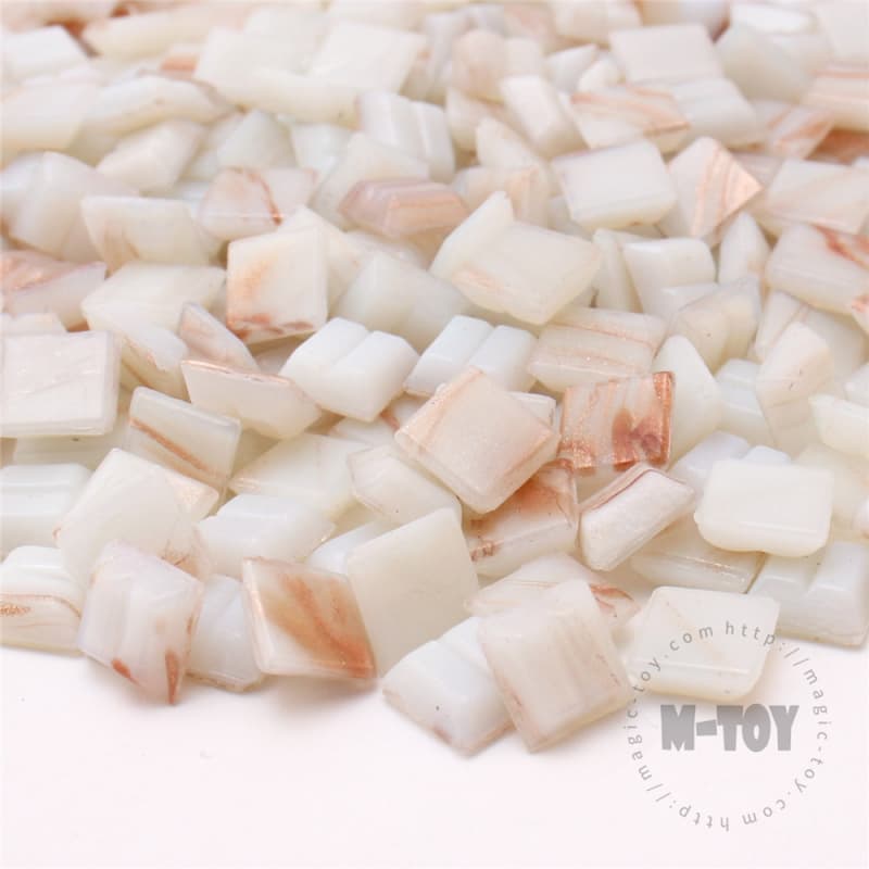 White Pink Square Golden Line Hot-melting Glass Mosaic 10GSG101