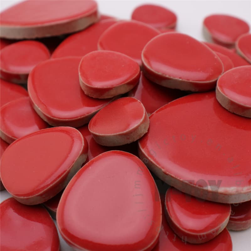 Red Pebble Shape Ceramic Mosaic CDG905