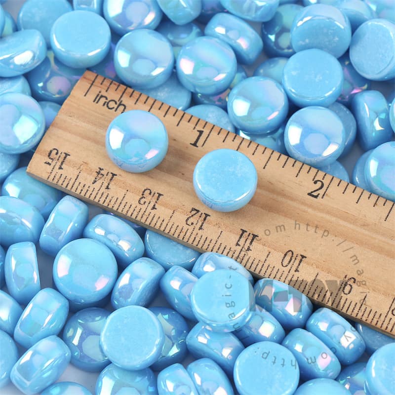 Iridescent Sky Blue Round Glass Mosaic SRL08