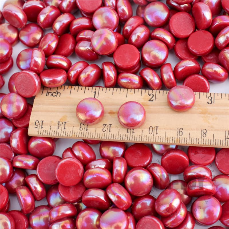 Iridescent Red Round Glass Mosaic SRL16