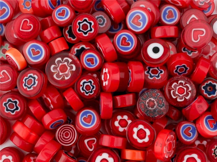 Red Color Mixed Round Millefiori 713-DW9004