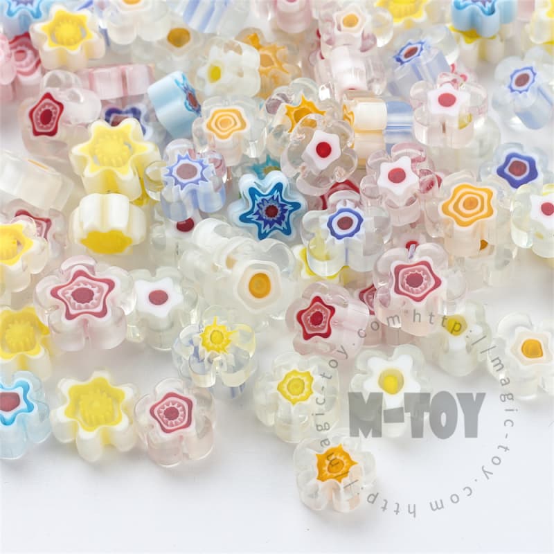 White Color Mixed Flower Millefiori 914-FW1000