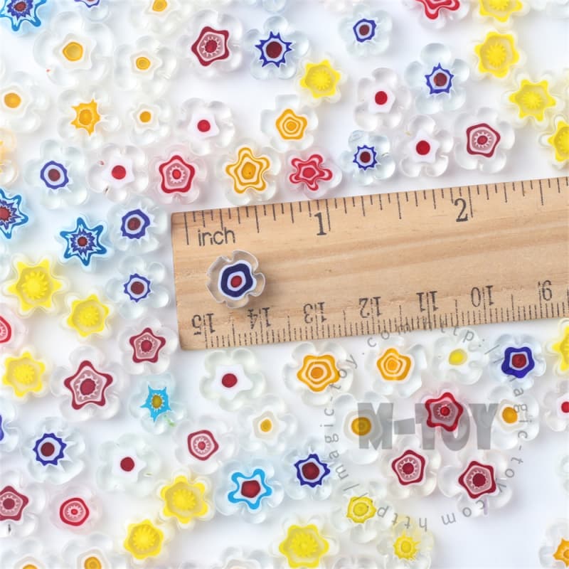 White Color Mixed Flower Millefiori 914-FW1000