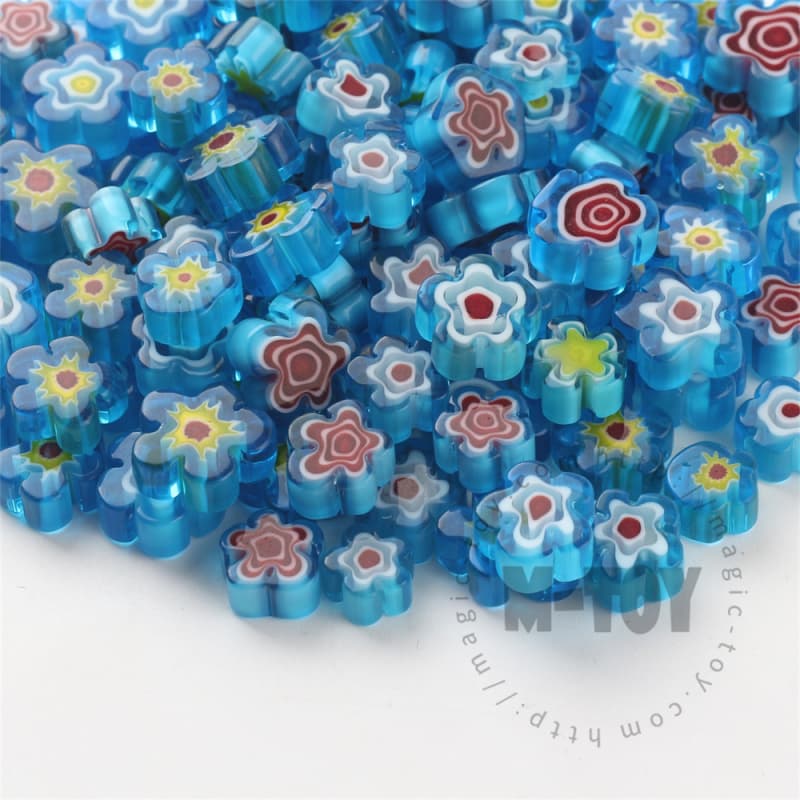Lake Blue Color Mixed Flower Millefiori 914-FW7000
