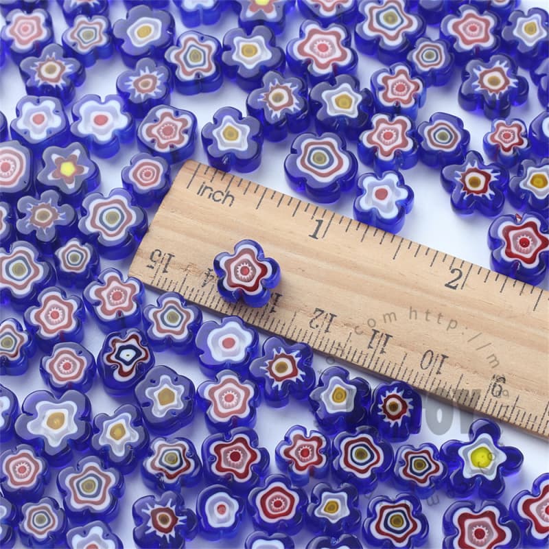 Blue Color Mixed Flower Millefiori 914-FW7001