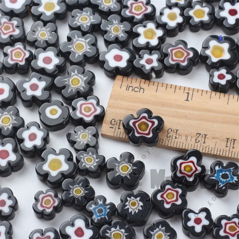 Black Color Mixed Flower Millefiori 914-FW8000