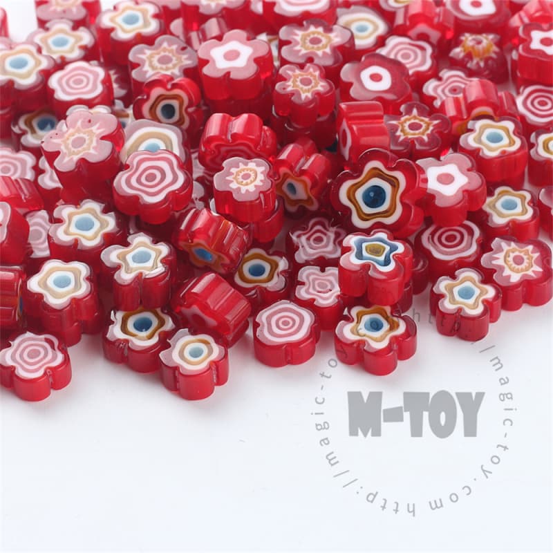Red Color Mixed Flower Millefiori 914-FW9004