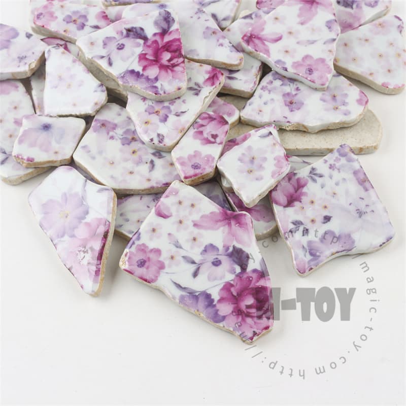 Pink Floral Irregular Ceramic Mosaic Shard CSQ403