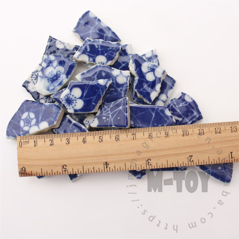 Blue Plum Floral Irregular Ceramic Mosaic Shard CSQ712