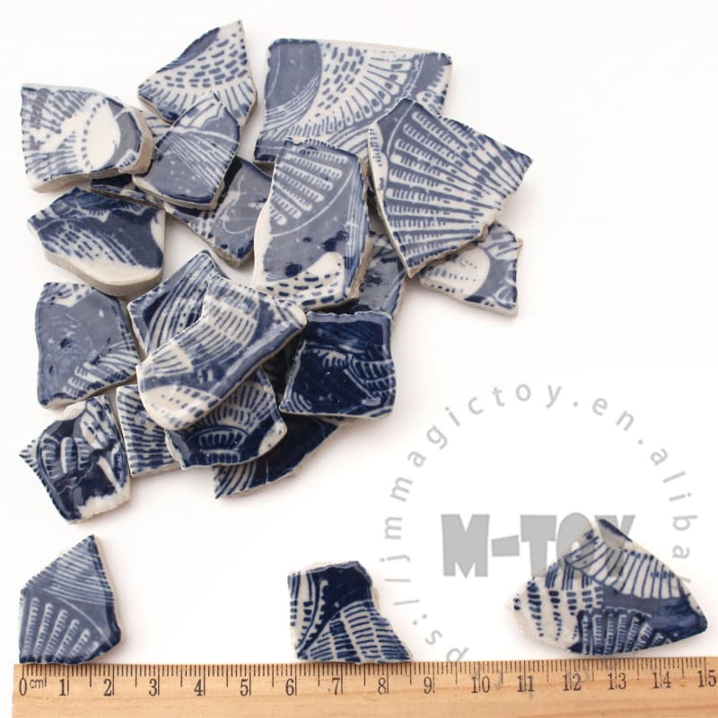 Blue Vintage Pearl Floral Irregular Ceramic Mosaic Shard CSQ728