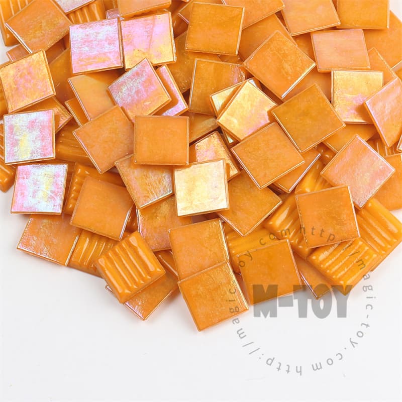 Iridescent Orange Square Hot-melting Glass Mosaic PSI902