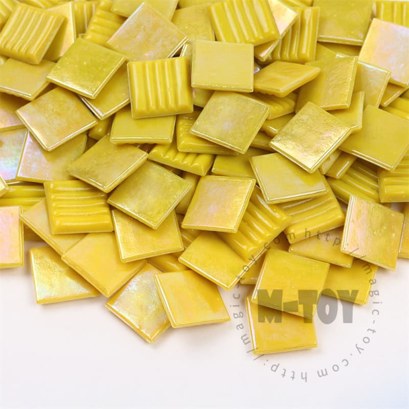 Iridescent Yellow Square Hot-melting Glass Mosaic PSI901