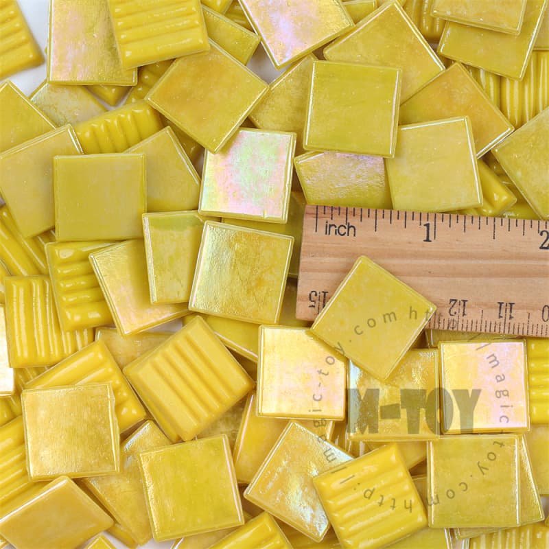 Iridescent Yellow Square Hot-melting Glass Mosaic PSI901