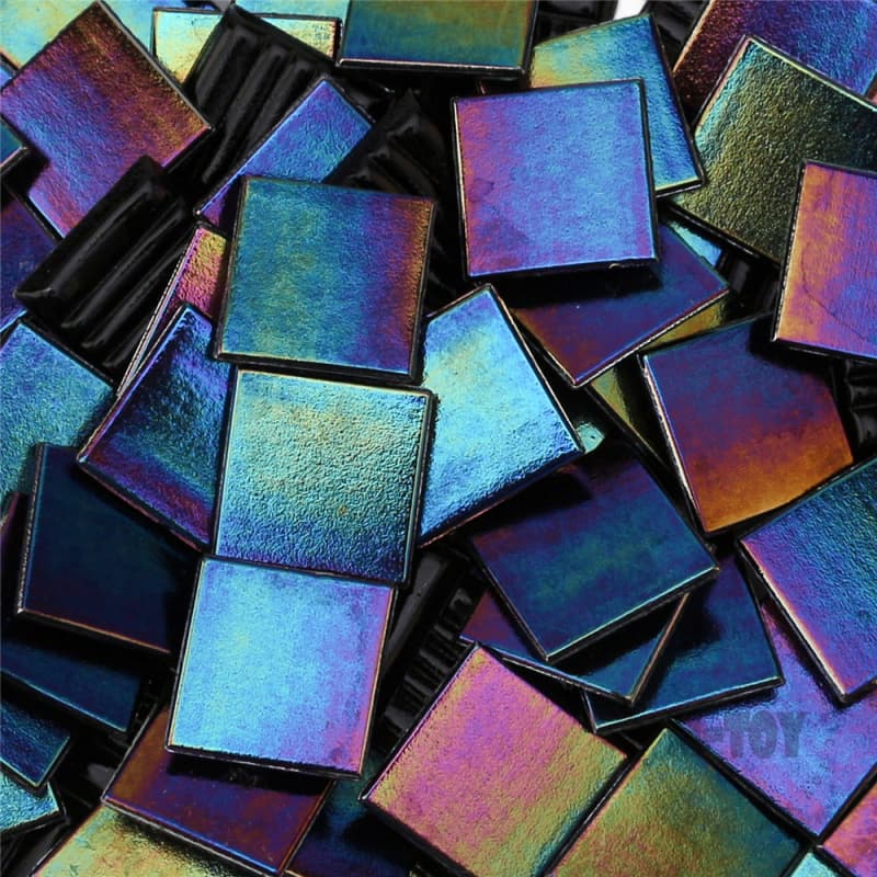 Iridescent Black Square Hot-melting Glass Mosaic PSI801