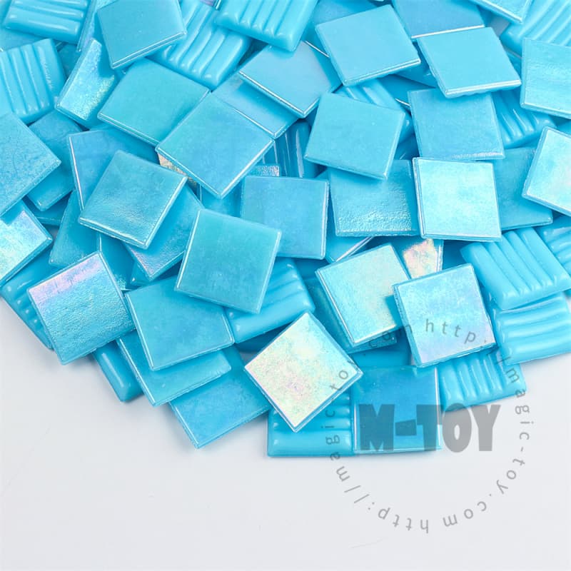 Iridescent Blue Square Hot-melting Glass Mosaic PSI705