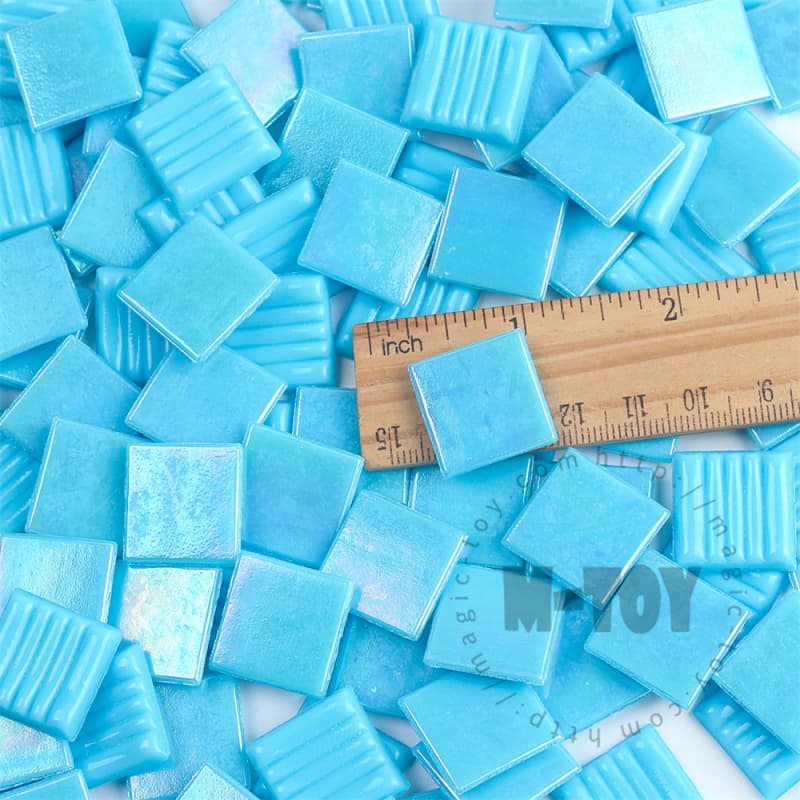 Iridescent Blue Square Hot-melting Glass Mosaic PSI705