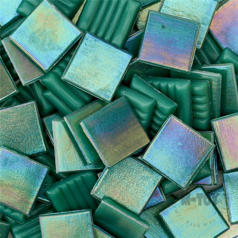 Iridescent Green Square Hot-melting Glass Mosaic PSI602