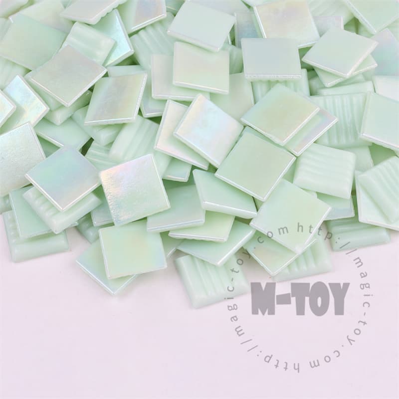 Iridescent Green Square Hot-melting Glass Mosaic PSI603