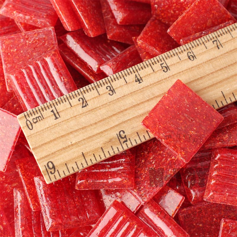 Red Square Vitreous Hot-melting Glass Mosaic ASM908