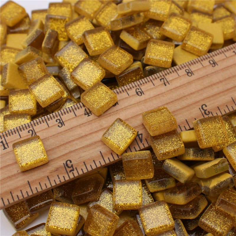 Golden Square Glitter Glass Mosaic 10-SPA909
